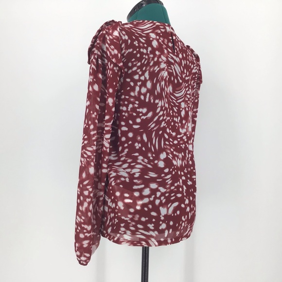 Maje Lipone Ruffled Print Long Sleeve Blouse, M - Picture 8 of 16